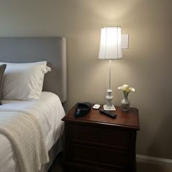 2 Distressed White Carved Table Lamp