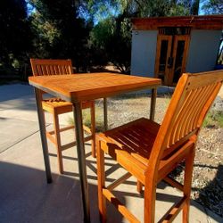 Outdoor Furniture Patio Table And Chairs High Bar Teak Wood
