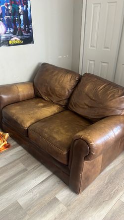 Brown leather couch