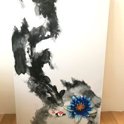 Maxwell Dickson"Waterlily" Art Canvas Print Wall Pop Art Koi Fish - $200