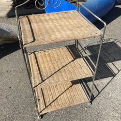 Awesome Unique Plant Stand Wicker Metal Shelf