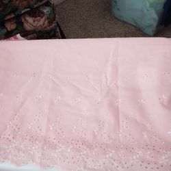 Coral Embroidered Cotton Fabric 