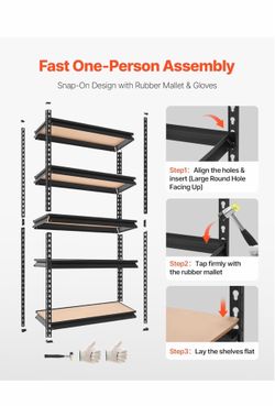 VEVOR Storage Shelves, 5-Tier Adjustable, 2000 lbs Capacity, Heavy Duty Garage Storage Shelving Unit, Metal Utility Rack Shelf, for Kitchen Pantry Bas