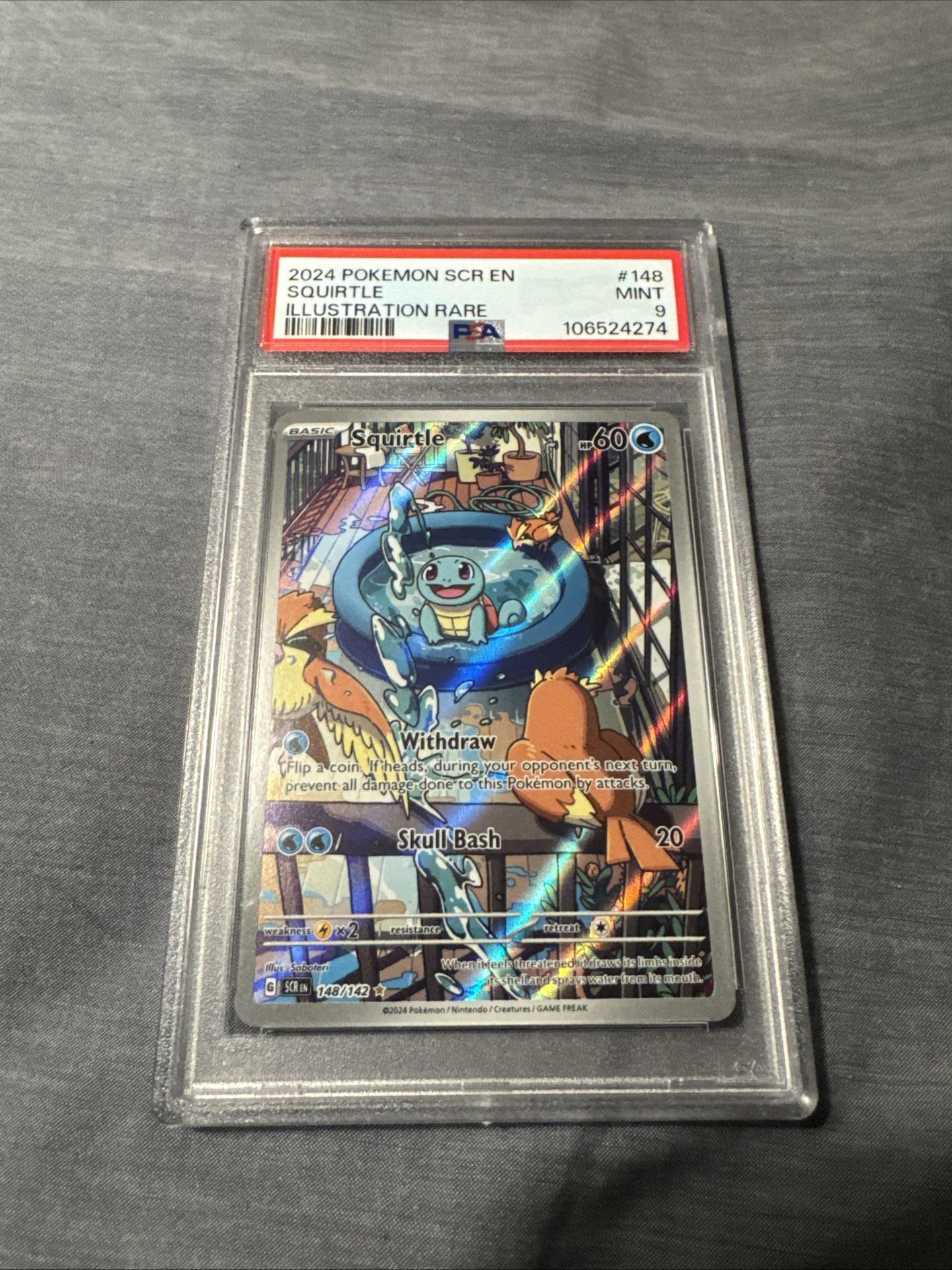 Squirtle Stellar Crown Holo Card 148/142 Sv07 PSA 9 Mint