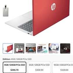 Red HP laptop 