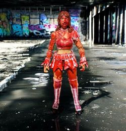 Custom Saints X Freaks Bloodied 🩸 Black Cherry (#1), Lee Ho, Riho Jazwares AEW