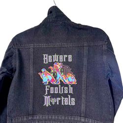 Disney Beware of Foolish Mortals Denim Jacket Hitchhiking Ghosts