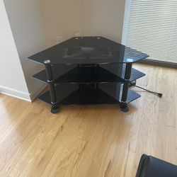 Glass Tv Stand (39”x22”)shelves 23 5/8”