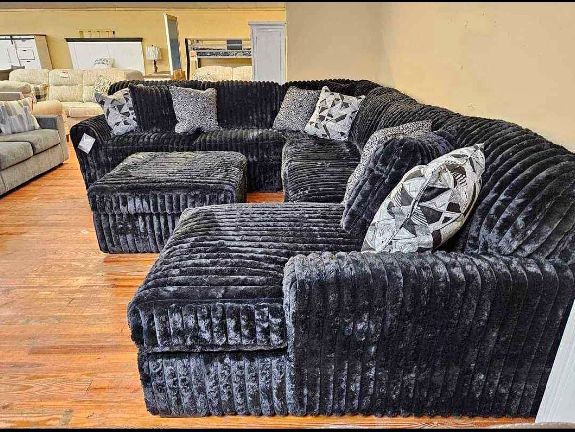 Corduroy Matching Ottoman , Sectional , Same Day Delivery 