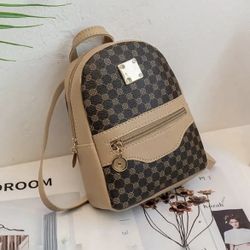 Checkered Pattern Shoulder Backpack Large Capacity Handbag Crossbody