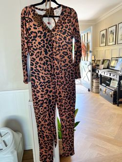 Leopard Print Long Sleeve Jumpsuit