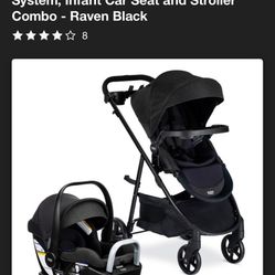 Britax Willow Brook S+ Baby Travel System, Infant Car Seat and Stroller Combo - Raven Black