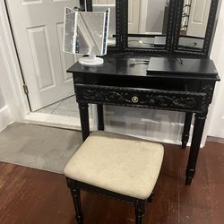 Vanity, stool, light up mirror