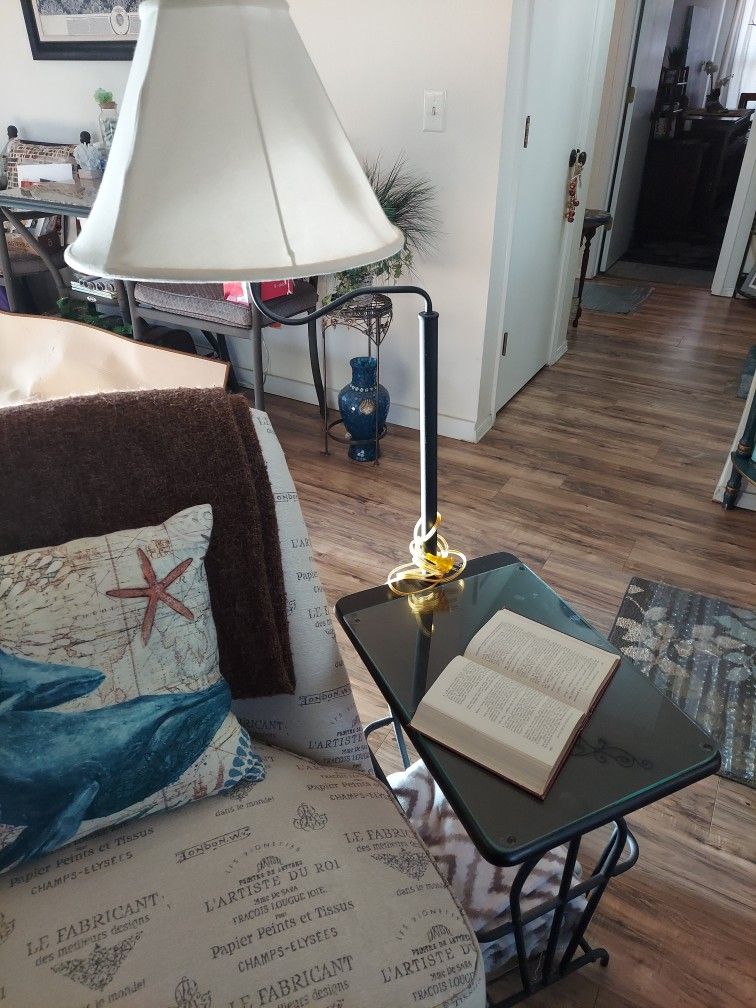 2 Wrought-iron, Wood,Glass Top End Tables