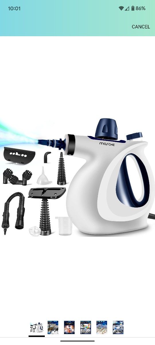 MOSCHE Handheld Pressurized Steam Cleaner with 11-Piece Accessory Set