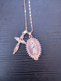 Crusifix And Virgen Mary Pendant