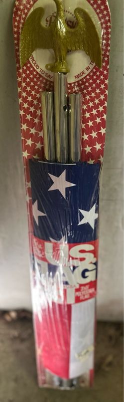 US Flag Set with Pole and Eagle Topper