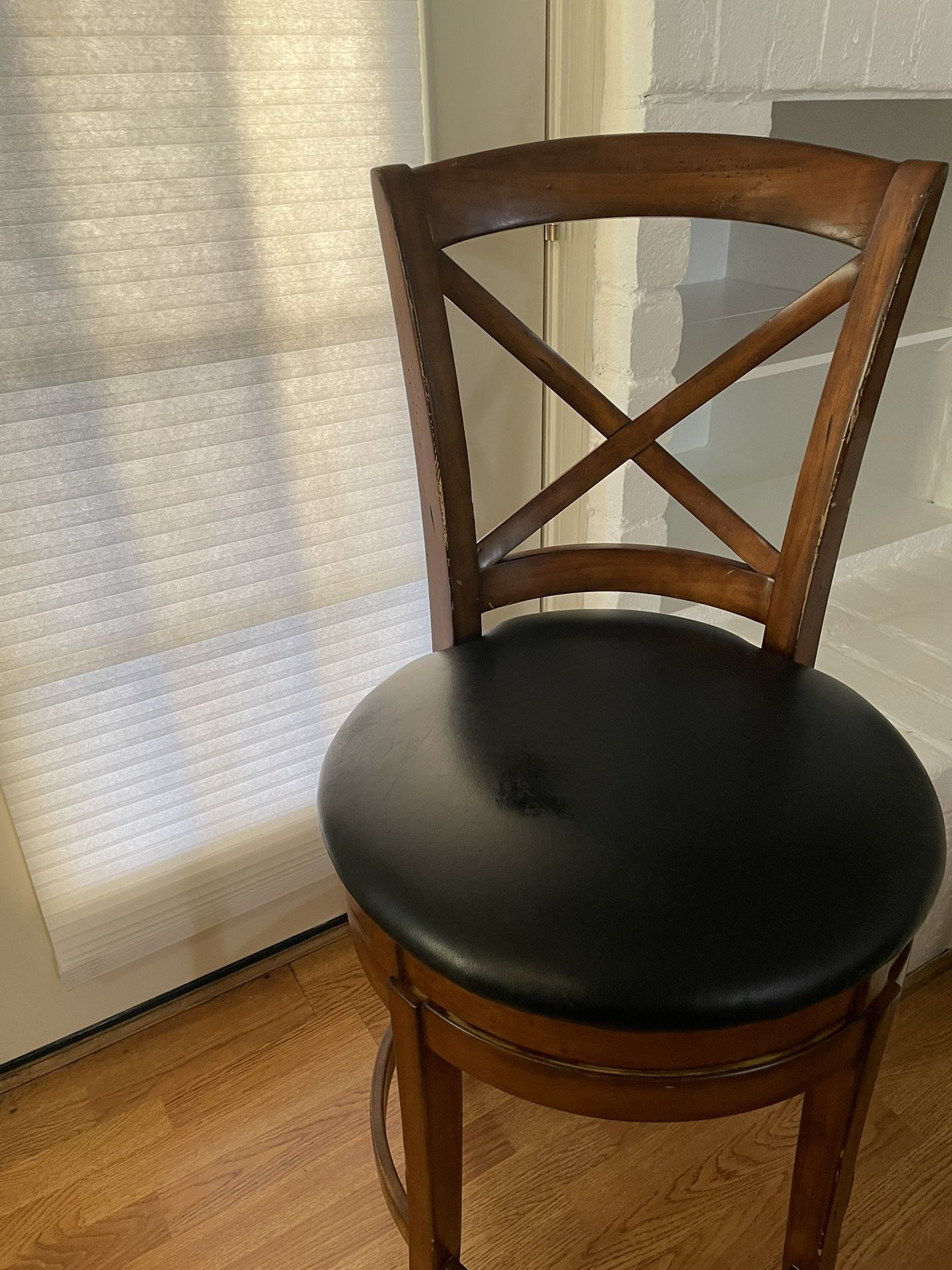 Wood And  Leather Bar Stool