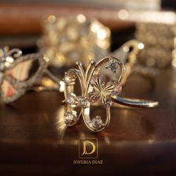 Gold butterfly ring