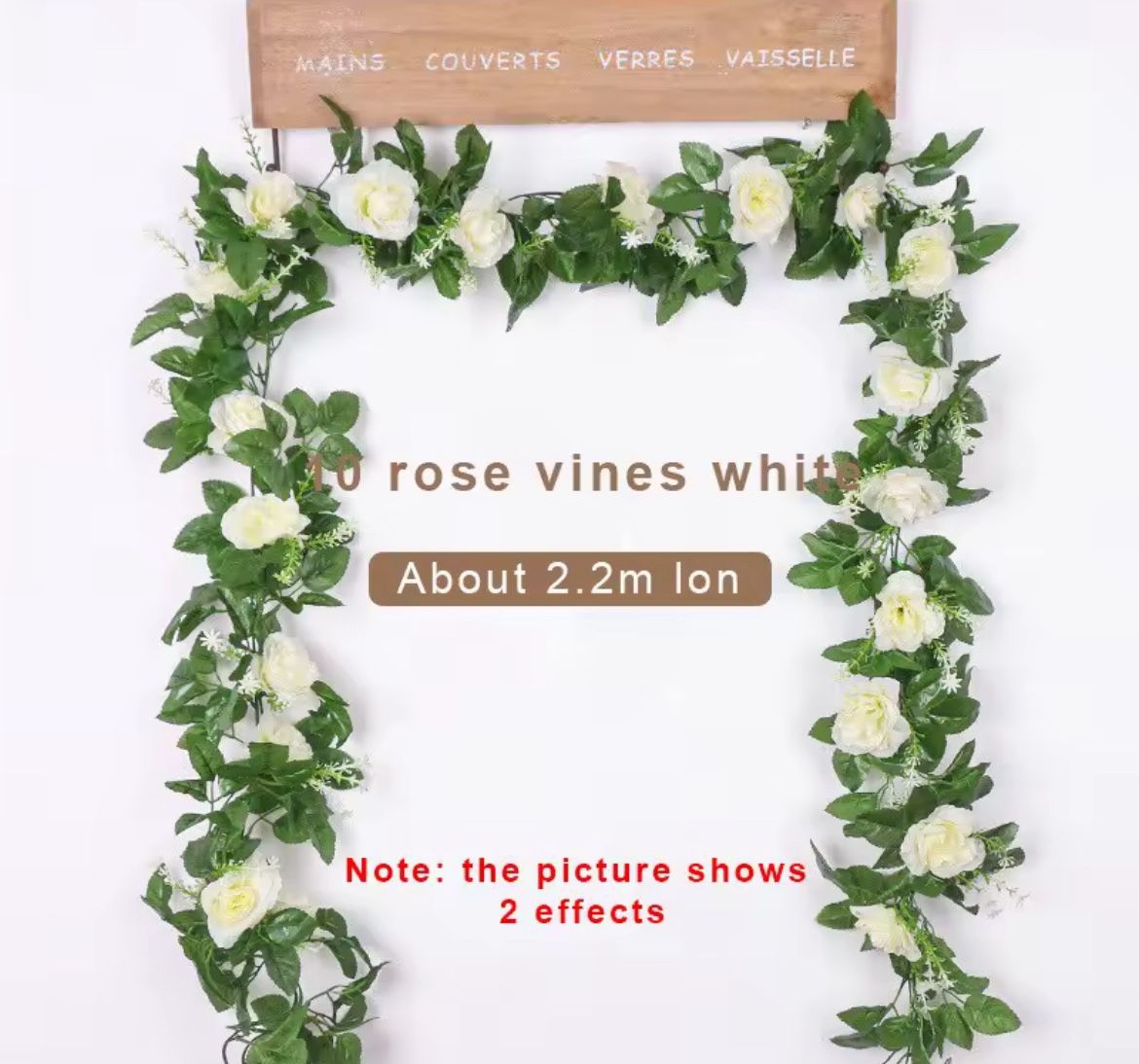2 Pcs / 2.2M Artificial White Flower Fake Hanging Fake Vine Plants Leaves Artificials Garland Flowers Wedding Decoration