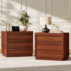 27.5" W 3-Drawer Nightstand with Hidden Charging Station and Hidden Handles (Set of 2) $200/2pcs