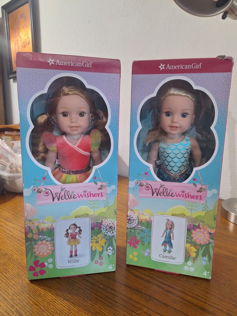Brand New!! 2 America Girl Dolls .. Wellie Wishers,NRFB!!