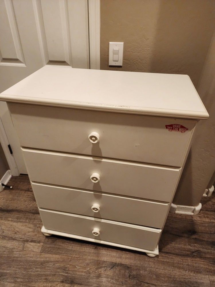 White Four Drawer Dresser