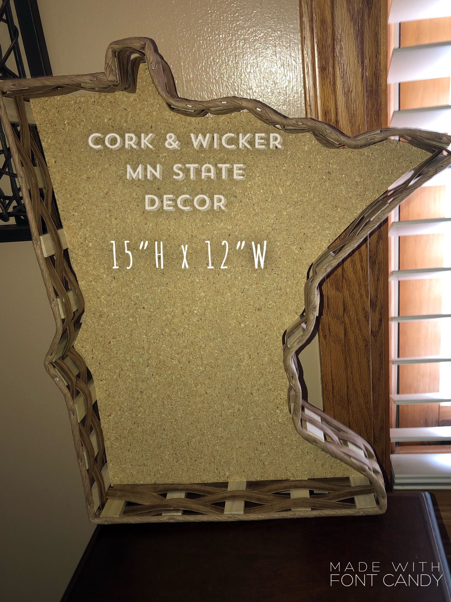 Minnesota State Cork Wicker Table Wall Decor Basket