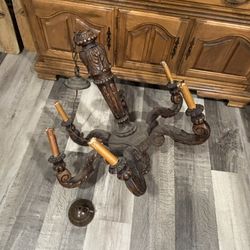 Antique Wood Chandelier – 6 Arm – Old World / Tudor / Spanish Style