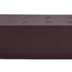 Brown 45 in. x 15 in. x 15 in. Large Folding Storage Faux Leather Ottoman Pouffe Box Stool