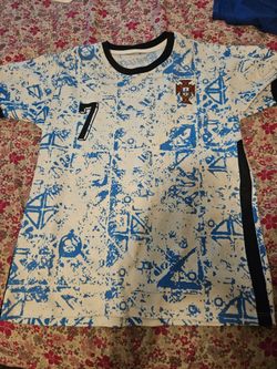 Portugal ronaldo jersey blue and white