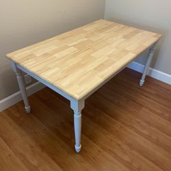 Wood Dining Table With Two Wooden Chairs
