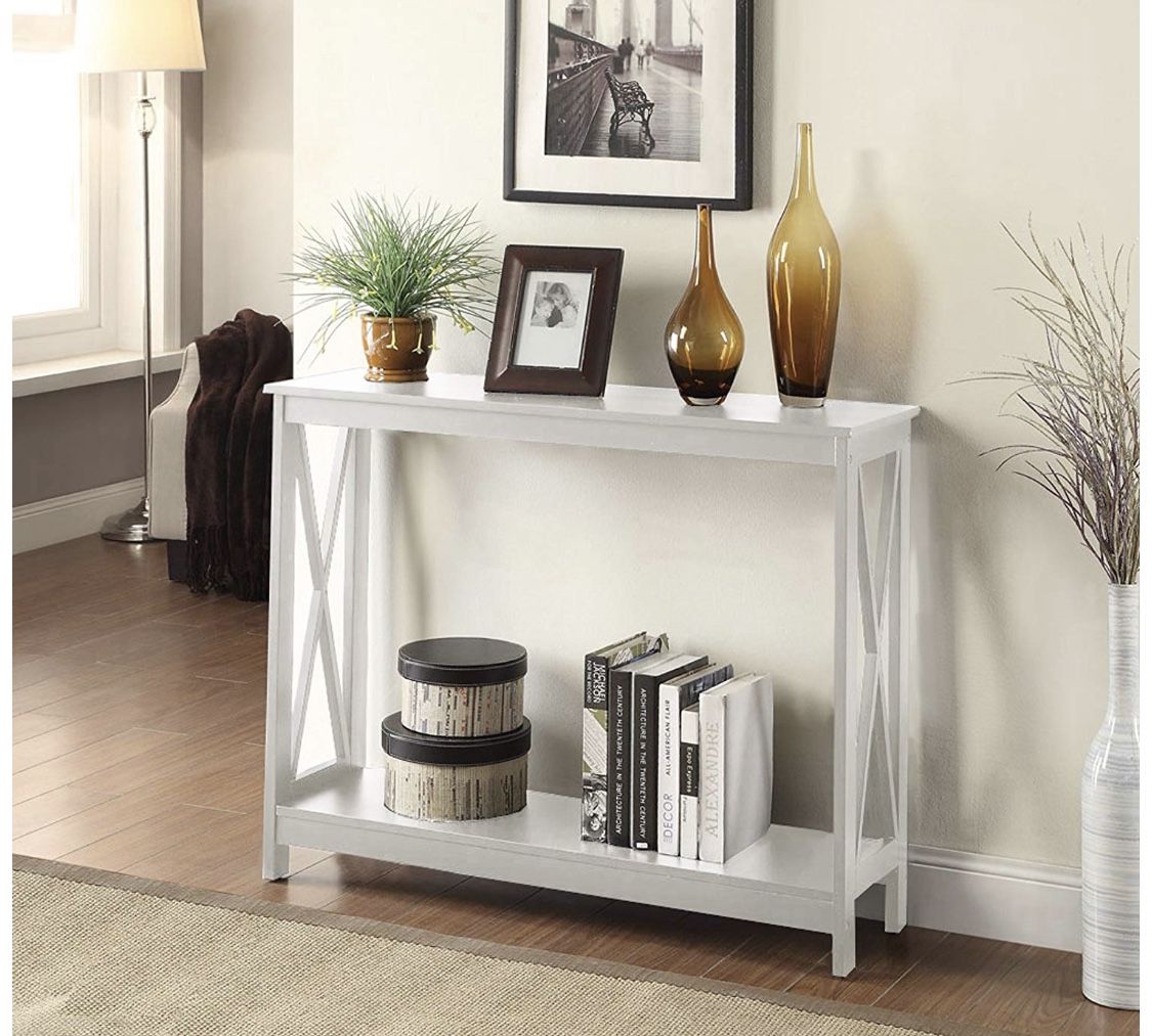 White oxford console entryway table