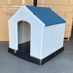 New $105 Plastic Dog House Large Size Pet Indoor Outdoor All Weather Shelter Cage Kennel 36x36x39” 