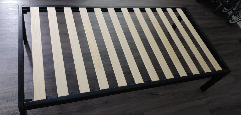 Twin Bed Frame (Zinus) - Steel with wood slats