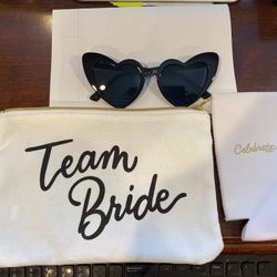 *NEW* 3 Pc Team Bride Clutch 9”x6”  , Heart Glasses, and Coozie For Him 