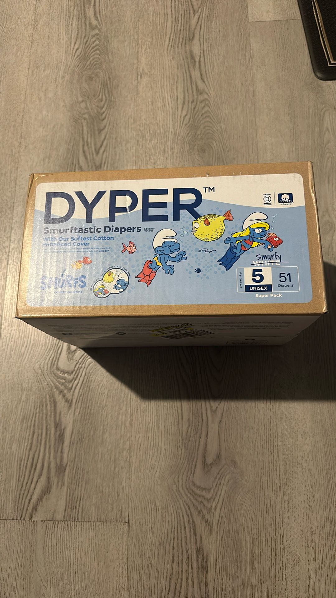 DYPER Cotton-Enhanced Diapers Smurfs Edition, Size 5, 51 Count