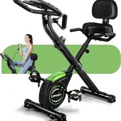 Folding Exercise Bike, 4 in 1 Stationary Magnetic Cycling Bicycle Upright Indoor