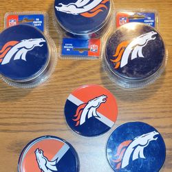 Encore Denver Broncos Tin Coasters Set Of 5 In Collectible Tin. 3 Sets Available 20$ Each.