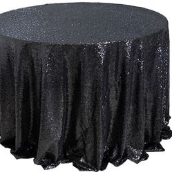 Black sequin Round Tablecloths 
