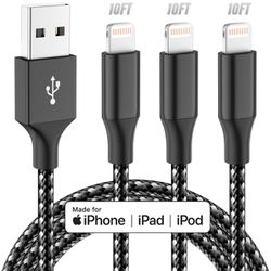 iPhone Charger Apple MFi Certified 3pack 10FT Long Lightning Cable Fast Charging Cord Compatible with iPhone 14/13/12/11 Pro Max Mini XR/XS/X/8/7/6 Pl