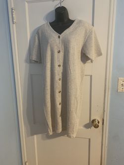 Style New York Dress Women's S Cream Button Up Short Sleeve Casual Cute Trendy