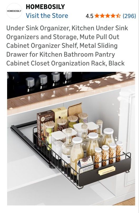 Under Sink Organizer, Kitchen Under Sink
Organizers and Storage, Mute Pull Out
Cabinet Organizer Shelf, Metal Sliding
Drawer for Kitchen Bathroom Pant