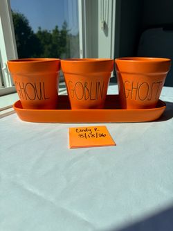 Rae Dunn Halloween Planter Pots & Tray sets $15 each set