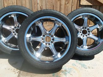 THREE 22" RIMS WITH 285 45 22 TIRES