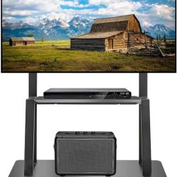 Mobile TV Stand,Rolling TVs Cart on Wheels Height Adjustable Heavy-Duty Floor Stand Base for 32-75 Inch LCD LED OLED Flat Panel Screens Smartboard Mov