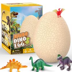 Easter Jumbo Dino Eggs Dig Kit, with 12 Different Dinosaurs in Giant Egg, Easter Party Favors
