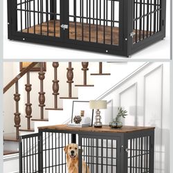 New in box Rustic Heavy Duty Dog Crate Furniture for Extra Large Dogs, Decorative Pet House End Table, Wooden Cage Kennel Furniture Indoor, XL, Black 