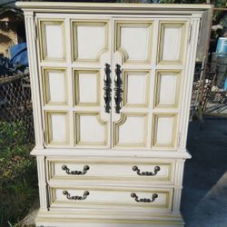 Vintage-antique -Solid Wood Farmhouse Cottage Shabby Chic  Vintage Country Armoire/ Dresser 