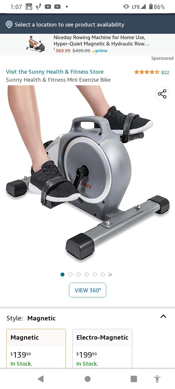 Sunny Health And Fitness Bike